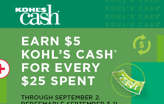 earn $5 kohls cash for every $25 spent. not valid on sephora at kohl's. shop now.