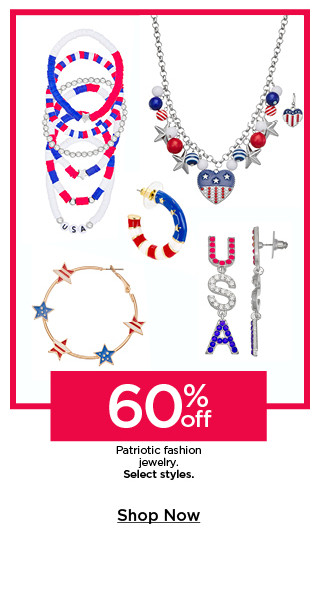 60% off patriotic fashion jewelry. select styles. shop now.