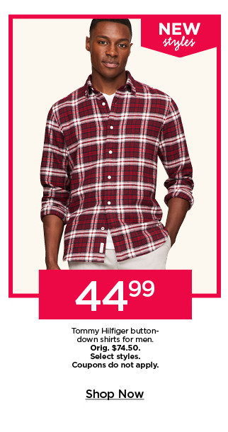 44.99 tommy hilfiger button down shirts for men. select styles. coupons do not apply. shop now.