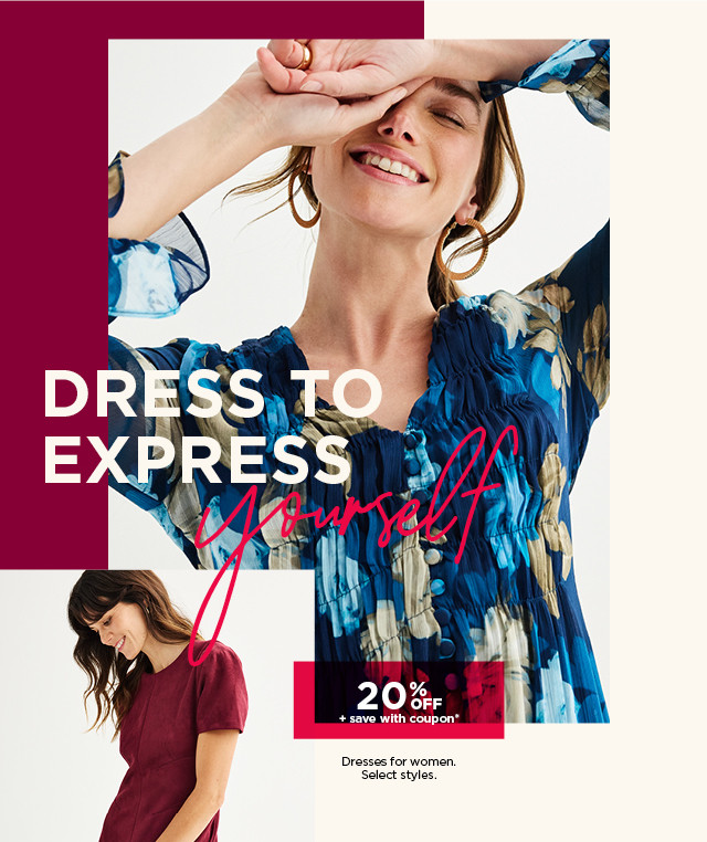 20% off dresses for women. select styles. shop now. 