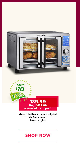 139.99 Gourmia French door digital air fryer oven, plus save with coupon. Select styles. Shop now.