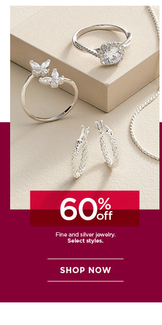 60% off fine and silver jewelry. select styles. shop now.