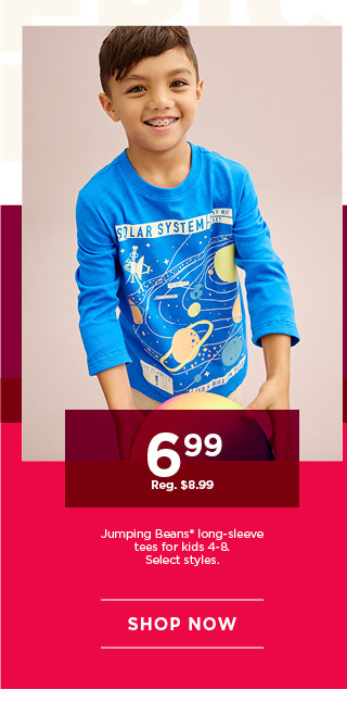 6.99 jumping beans long sleeve tees for kids. select styles. shop now.