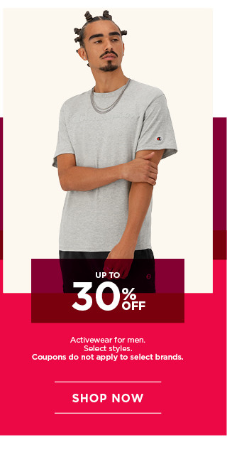 up to 30% off activewear for men. select styles. coupons do not apply to select brands. shop now.