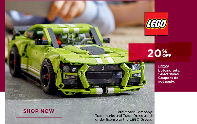 20% off LEGO building sets. Select styles. Coupons do not apply. Shop now.