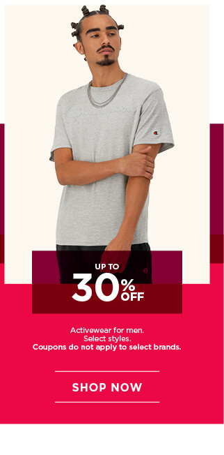 up to 30% off activewear for men. select styles. coupons do not apply to select brands. shop now.