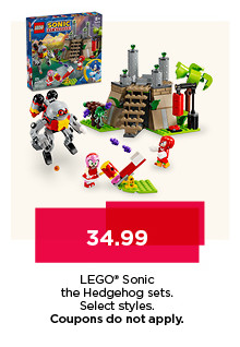 34.99 Lego Sonic the Hedgehog sets. Select styles. Toy-coupon eligible only. Shop now.