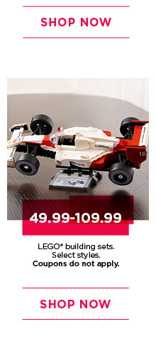 49.99 through 109.99 Lego building sets. Select styles. Toy-coupon eligible only. Shop now.