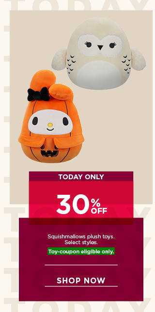 Today only. 30% off Squishmallows plush toys. Select styles. Toy-coupon eligible only. Shop now.