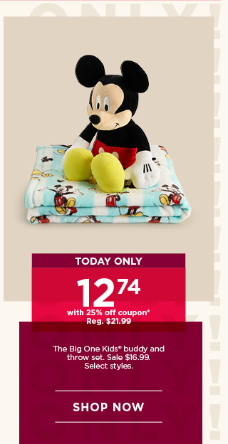 Today only. 12.74 with 25% off coupon The Big One Kids buddy and throw set. Sale 16.99. Select styles. Shop now.