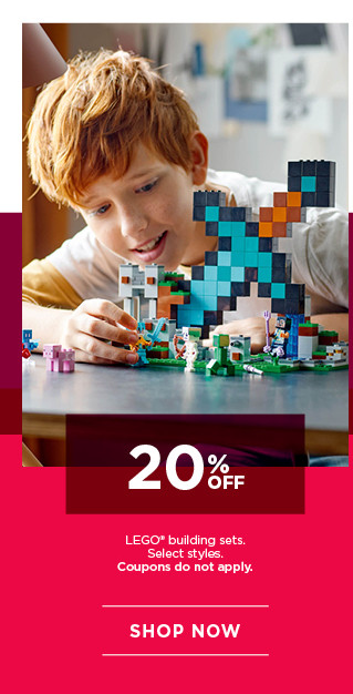 20% off Lego building sets. Select styles. Coupons do not apply. Shop now.