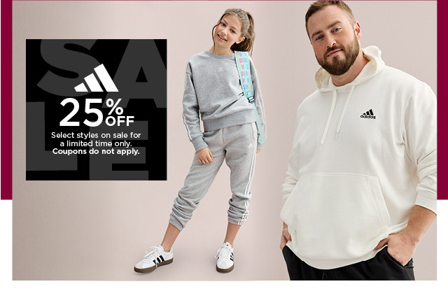 25% off select styles. coupons do not apply. shop adidas. 