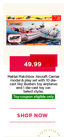 49.99 Mattel Matchbox Aircraft Carrier model and play set with 10 die-cast Sky Busters toy airplanes and 1 die-cast toy car. Select styles. Toy-coupon eligible only. Shop now.