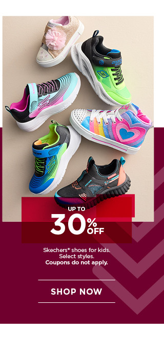 up to 30% off skechers shoes for kids. select styles. coupons do not apply. shop now.