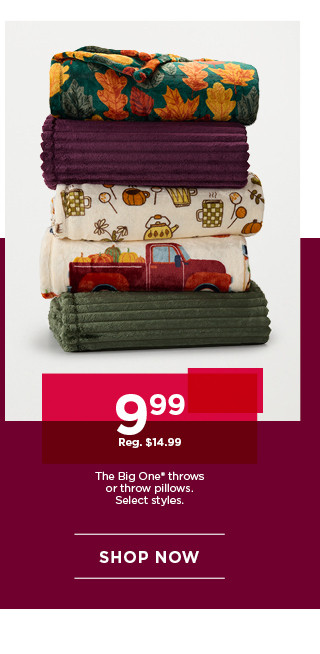 9.99 The Big One throws or throw pillows. Select styles. Shop now.