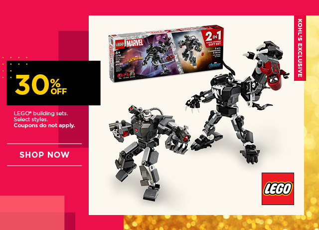 30% off Lego building sets. Select styles. Coupons do not apply. Shop now.