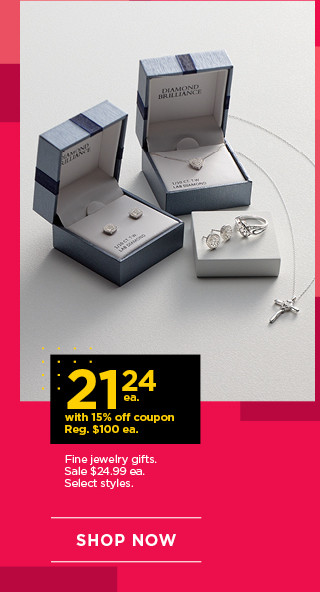 21.24 each with 15% off coupon on fine jewelry gifts. select styles. shop now.