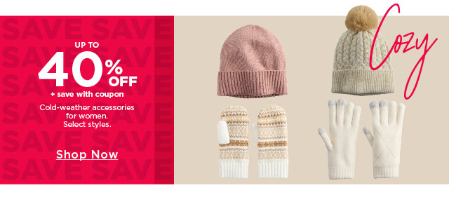 up to 50% off plus save with coupon cold-weather accessories for women. select styles shop now.