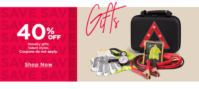 40% off novelty gifts. Select styles. Coupons do not apply. Shop now.