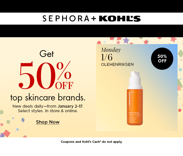 get 50% off top skincare brands. shop now.