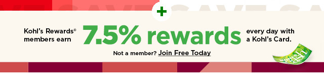 rewards members earn 7.5% rewards every day with a kohl's card. not a member? join now!