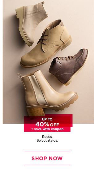 up to 40% off plus save with coupon boots for the family. select styles. shop now. 