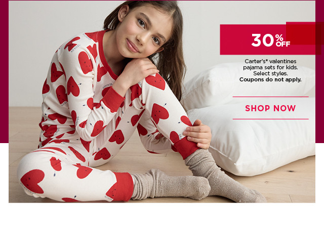 30% off carters valentines kids pajama sets