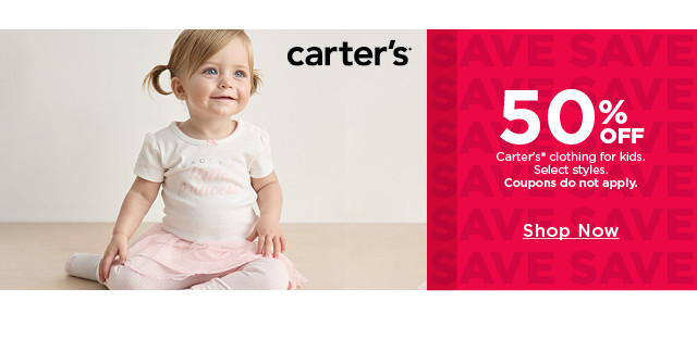 50% off carter's clothing for kids