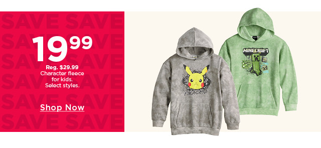 19.99 character fleece for kids