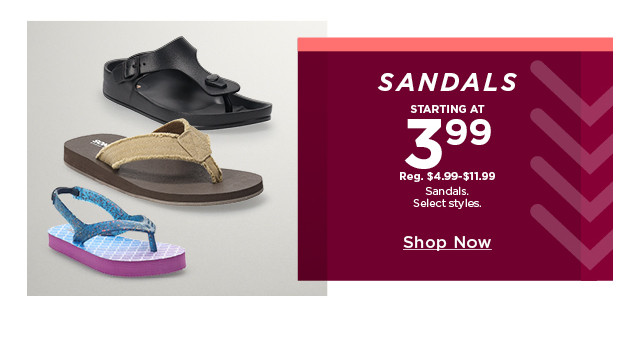 starting at $3.99 sandals