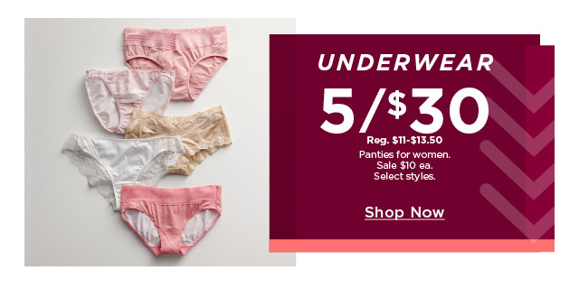 5/$30 panties for women. 