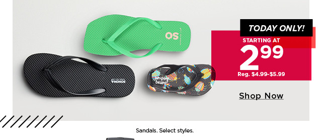 starting at $2.99 sandals