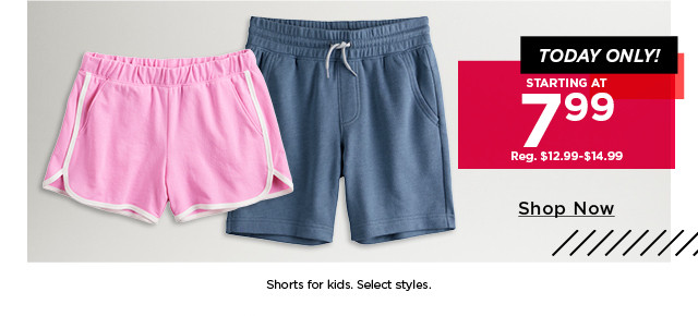 starting at $7.99 shorts for kids