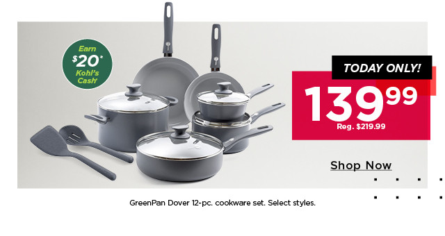 $139.99 greenpan dover 12 piece cookware set
