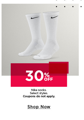 30% off nike socks. 