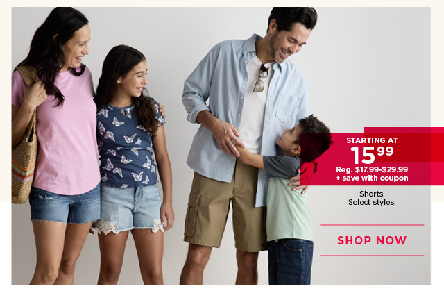 starting at $15.99 shorts. 
