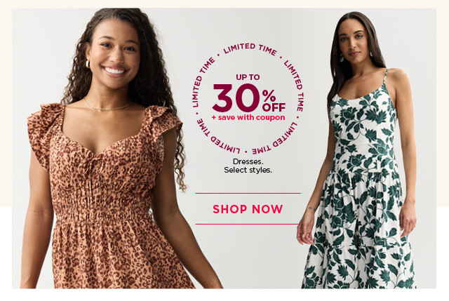 up to 30% off dresses. plus save with coupon. 