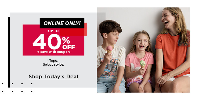 up to 40% off tops. plus save with coupon. 