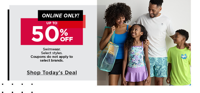 up to 50% off swimwear. 