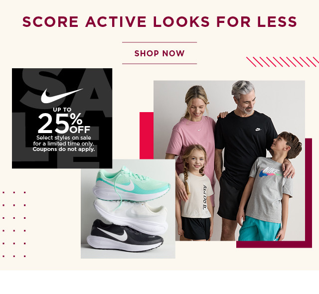 up to 25% off nike. 