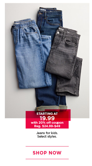 starting at $19.99 with 20% off coupon jeans for kids