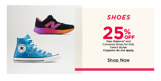 25% off new balance and converse shoes for kids