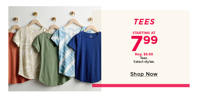 starting at $7.99 tees