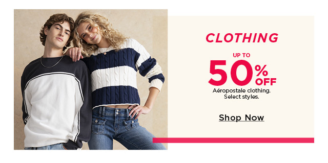 up to 50% off aeropostale clothing.