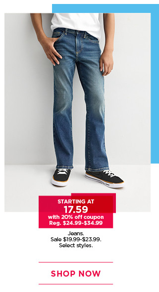 starting at $17.59 with 20% off coupon jeans