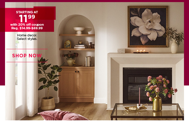 starting at $11.99 with 20% off coupon home decor