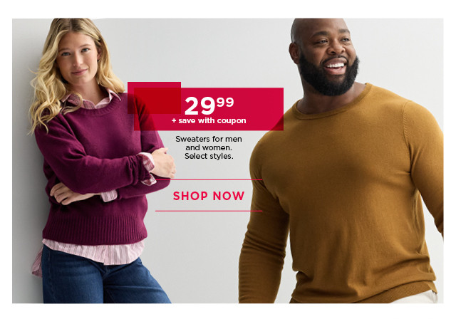 $29.99 plus save with coupon sweaters for men and women