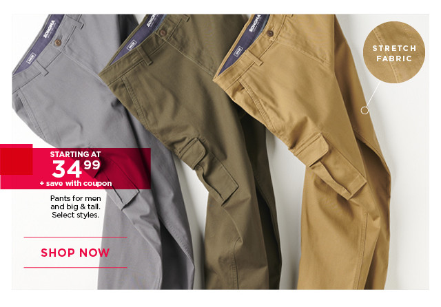 starting at $34.99 plus save with coupon pants for men and big and tall