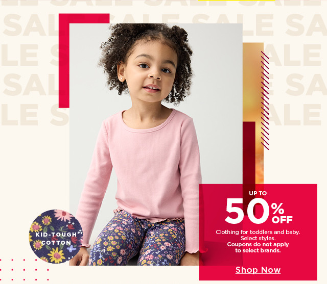 up to 50% off clothing for toddlers and baby