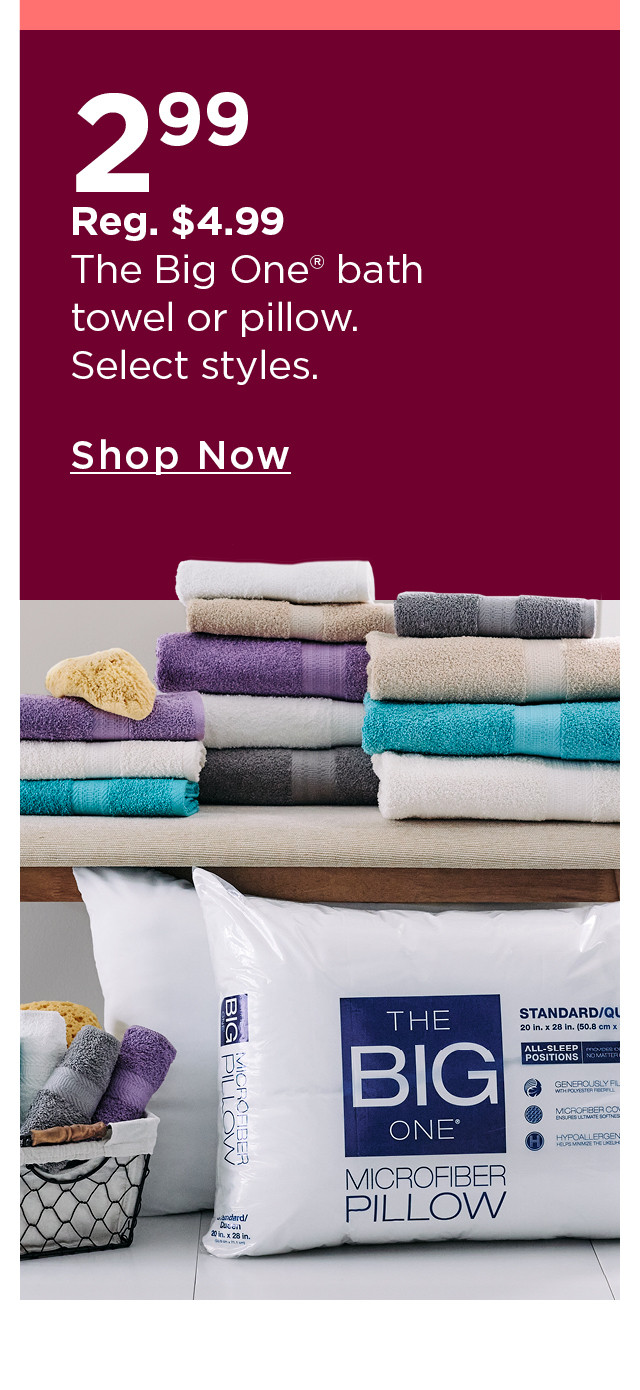 $2.99 the big one bath towel or pillow